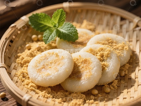 传统糕点：芝麻馅糯米饼