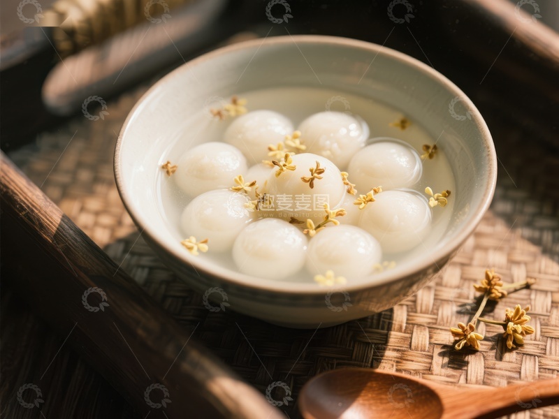 高清大图下载【趣麦麦图】桂花汤圆，传统美食的温馨呈现