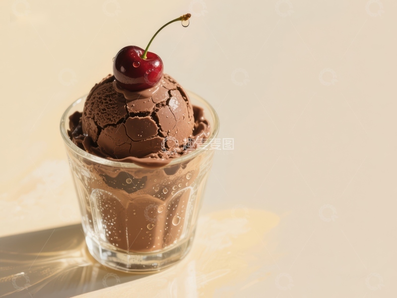 高清大图下载【趣麦麦图】巧克力冰淇淋配樱桃
