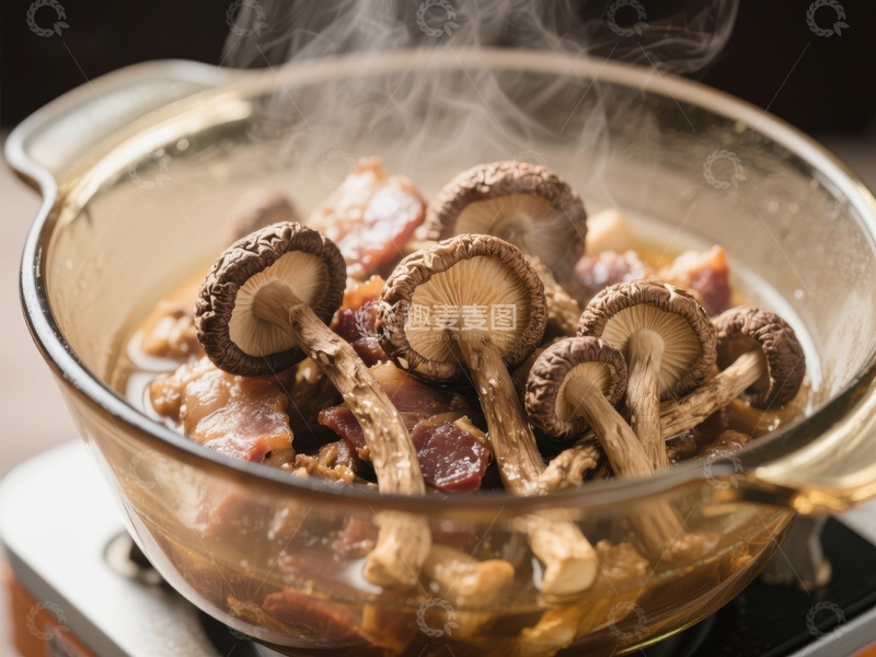 高清大图下载【趣麦麦图】热气腾腾的香菇炖肉