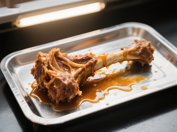 烤制羊腿骨置于金属托盘