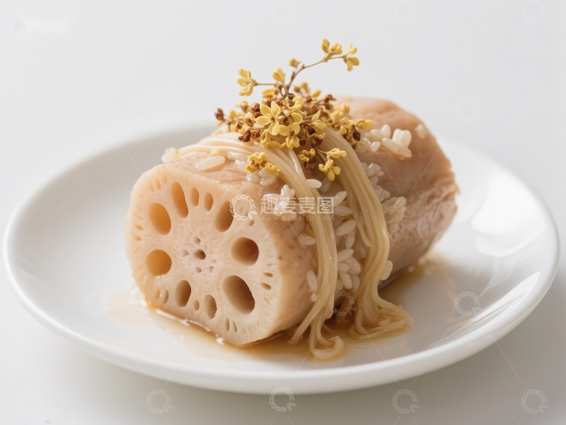 高清大图下载【趣麦麦图】莲藕糯米卷配桂花蜜