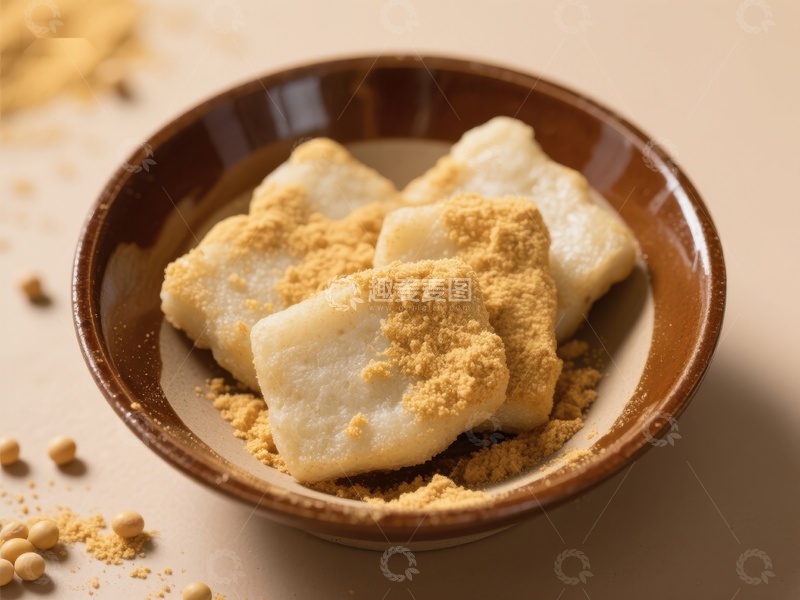 高清大图下载【趣麦麦图】碗中豆粉撒面的传统糕点