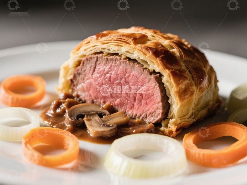高清大图下载【趣麦麦图】酥皮包裹的牛肉配蘑菇酱