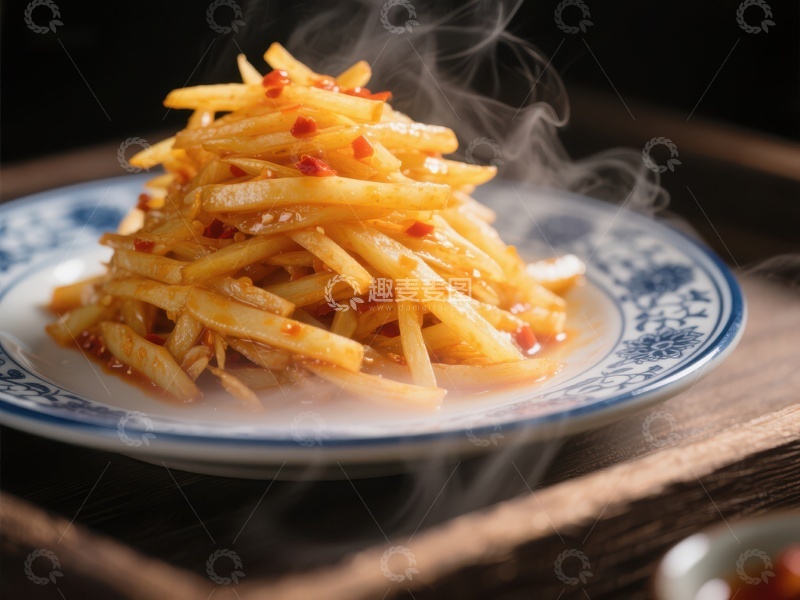 高清大图下载【趣麦麦图】热腾腾的酸辣土豆丝