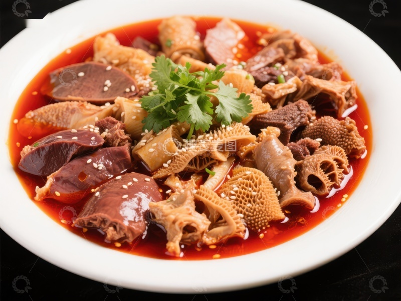 高清大图下载【趣麦麦图】麻辣牛杂拼盘，色泽诱人