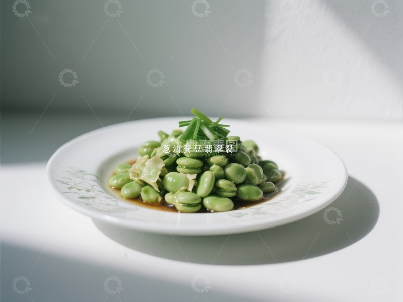 高清大图下载【趣麦麦图】葱油蚕豆翡翠粒，清新美味佳肴