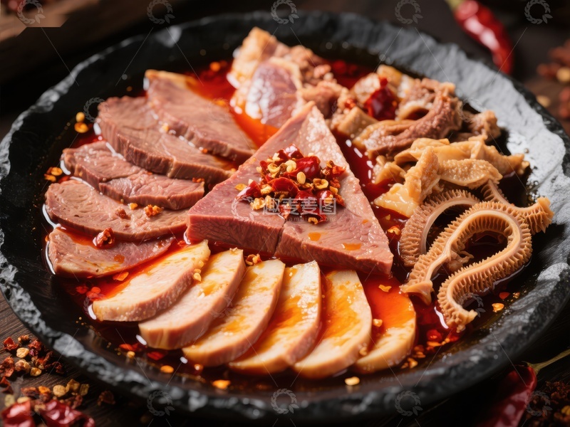 高清大图下载【趣麦麦图】麻辣牛肉拼盘，鲜香四溢