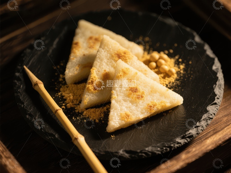 高清大图下载【趣麦麦图】金黄三角糕点配竹签