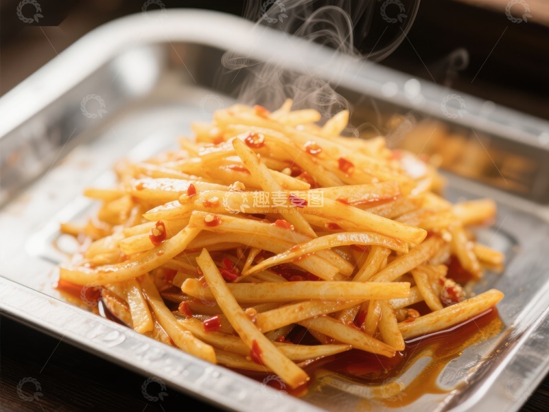 高清大图下载【趣麦麦图】香辣土豆丝热气腾腾