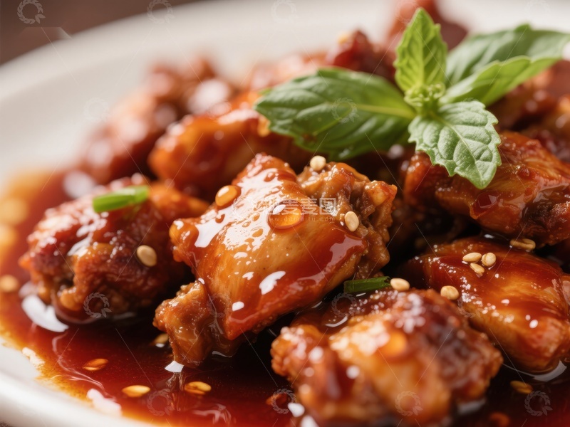 高清大图下载【趣麦麦图】蜜汁排骨配薄荷装饰