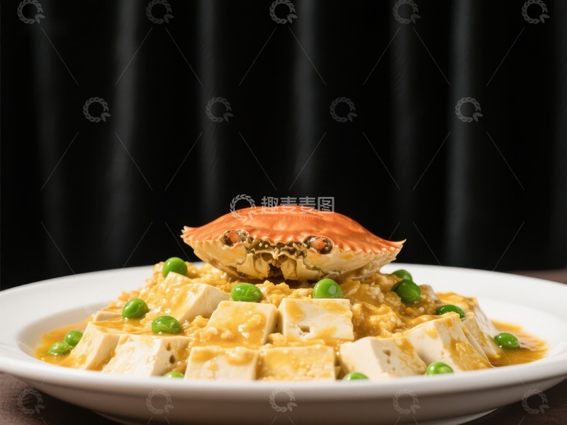高清大图下载【趣麦麦图】蟹黄豆腐配整蟹美食特写