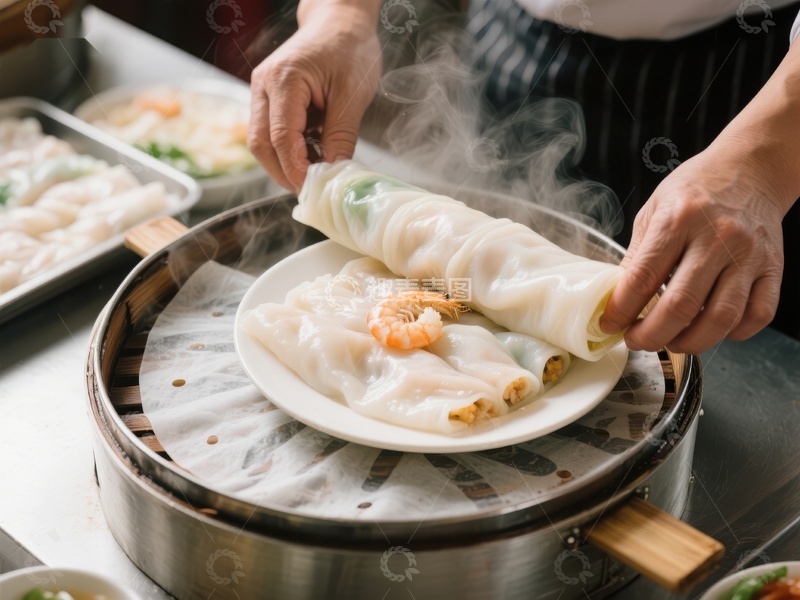 高清大图下载【趣麦麦图】蒸制中的美味肠粉