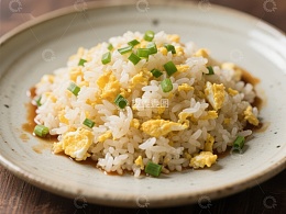炒饭配葱花，美味可口