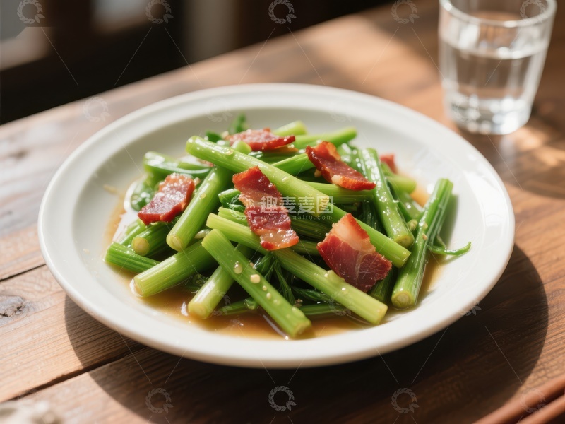 高清大图下载【趣麦麦图】蒜薹炒腊肉，美味家常菜