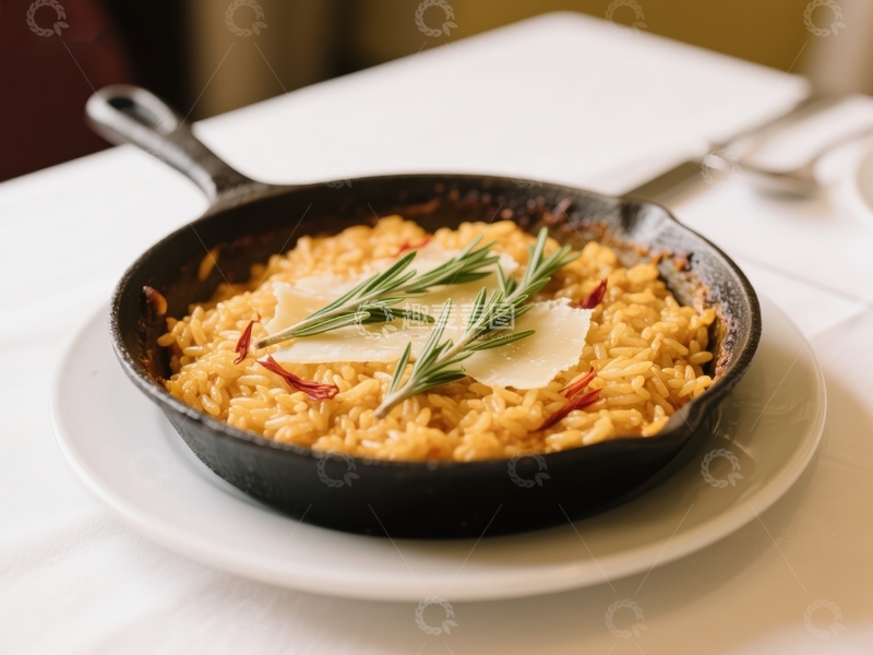 高清大图下载【趣麦麦图】铁锅中的香草装饰米饭