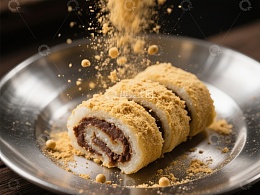 撒粉中的甜点卷