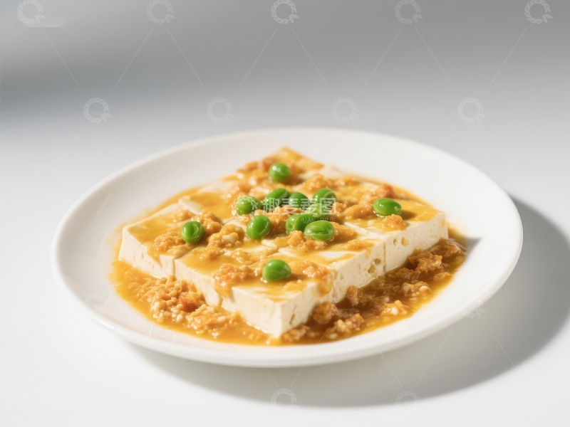 高清大图下载【趣麦麦图】金汤豆腐配青豆