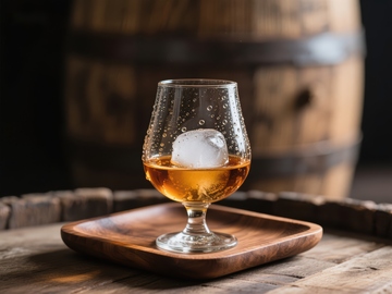 威士忌酒杯与冰块