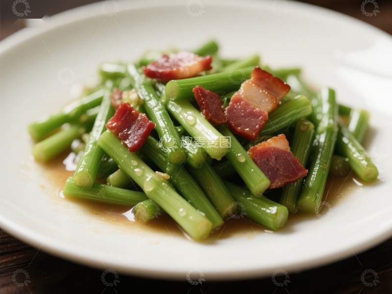高清大图下载【趣麦麦图】炒豆角配培根，美味家常菜