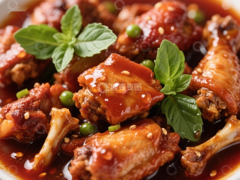 高清大图下载【趣麦麦图】美味酱汁鸡肉配香草