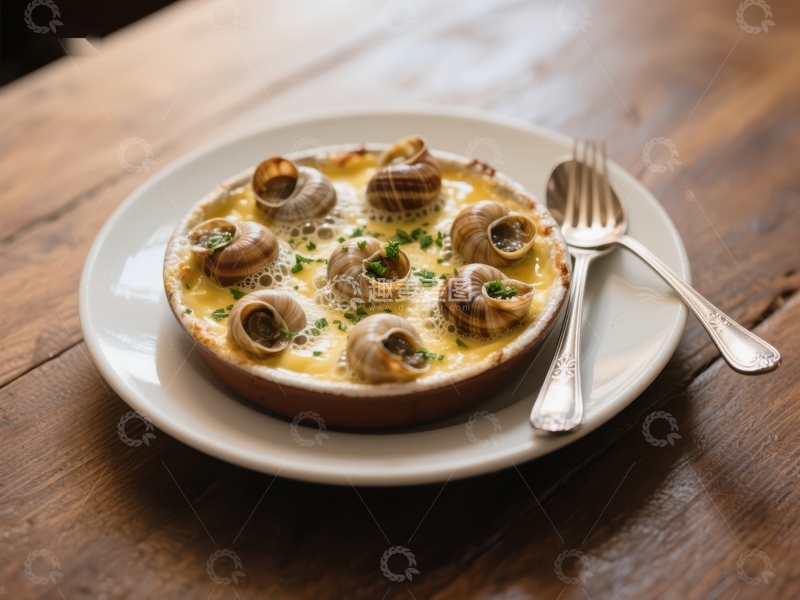 高清大图下载【趣麦麦图】法式蜗牛配黄油蒜香酱