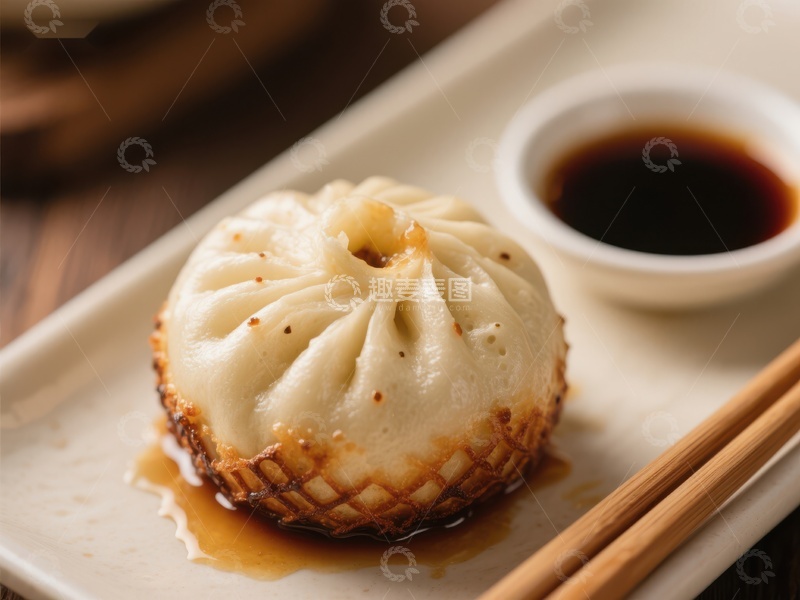 高清大图下载【趣麦麦图】美味小笼包配酱油碟