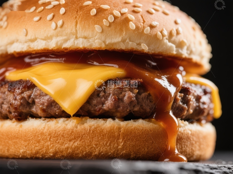 高清大图下载【趣麦麦图】双层芝士汉堡特写