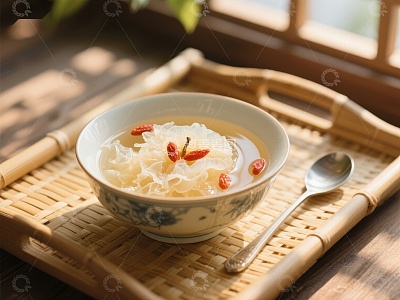 银耳莲子羹，清新养颜美食