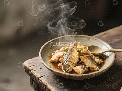 热气腾腾的鱼汤美食