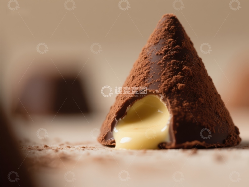 高清大图下载【趣麦麦图】巧克力锥形甜品，内含奶油馅料