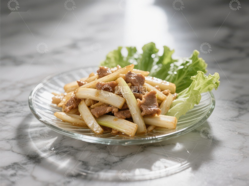 高清大图下载【趣麦麦图】葱爆肉片配生菜