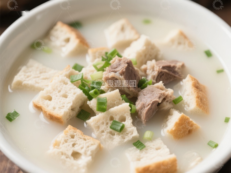 高清大图下载【趣麦麦图】美味羊肉汤配面包丁