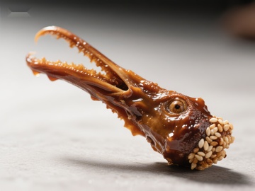 酱汁鸭头配芝麻特写