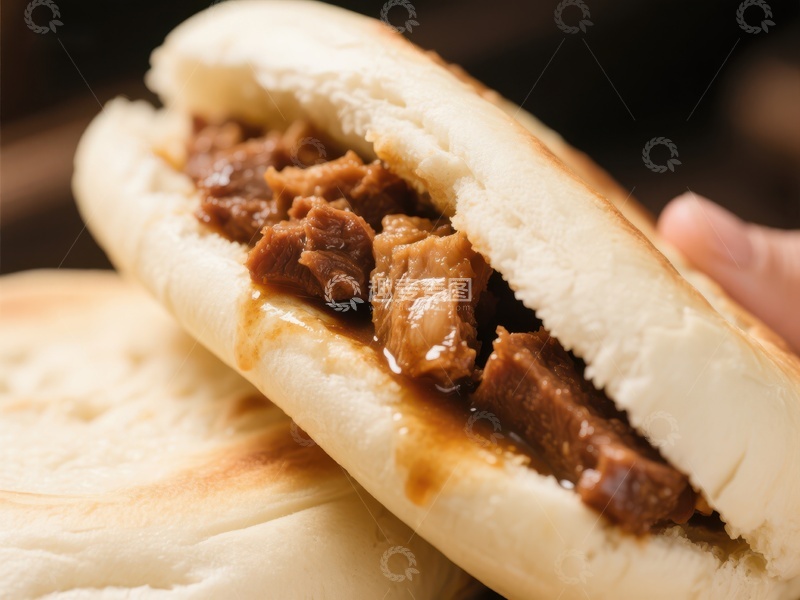 高清大图下载【趣麦麦图】美味肉夹馍，诱人香气扑鼻