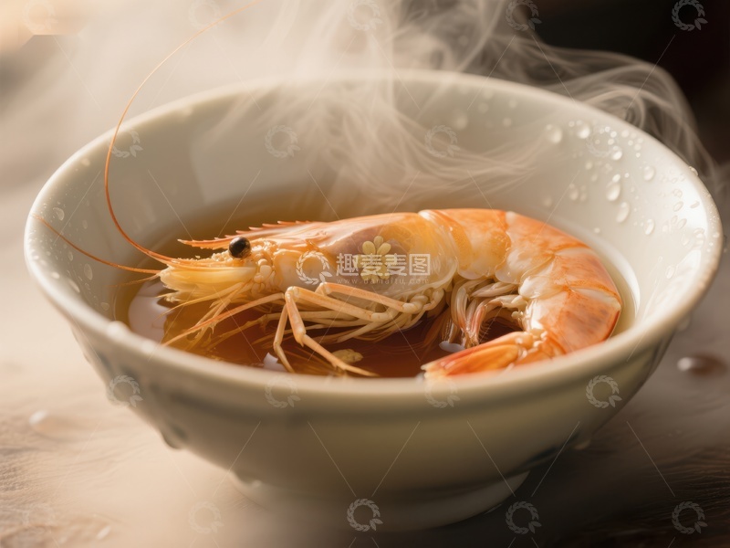 高清大图下载【趣麦麦图】热气腾腾的虾汤