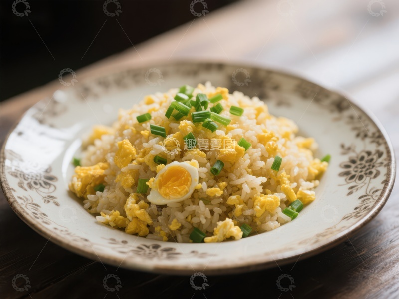 高清大图下载【趣麦麦图】美味炒饭配鸡蛋和葱花