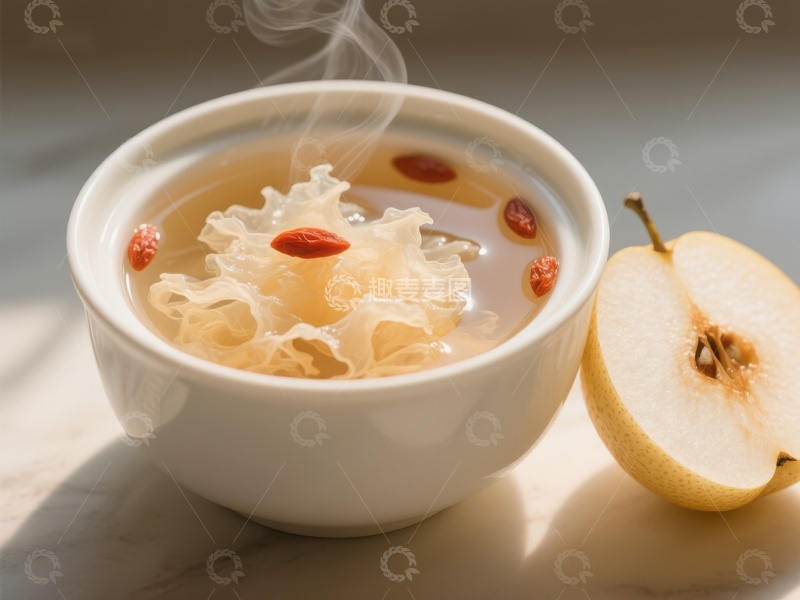 高清大图下载【趣麦麦图】银耳雪梨汤，滋补养生佳品