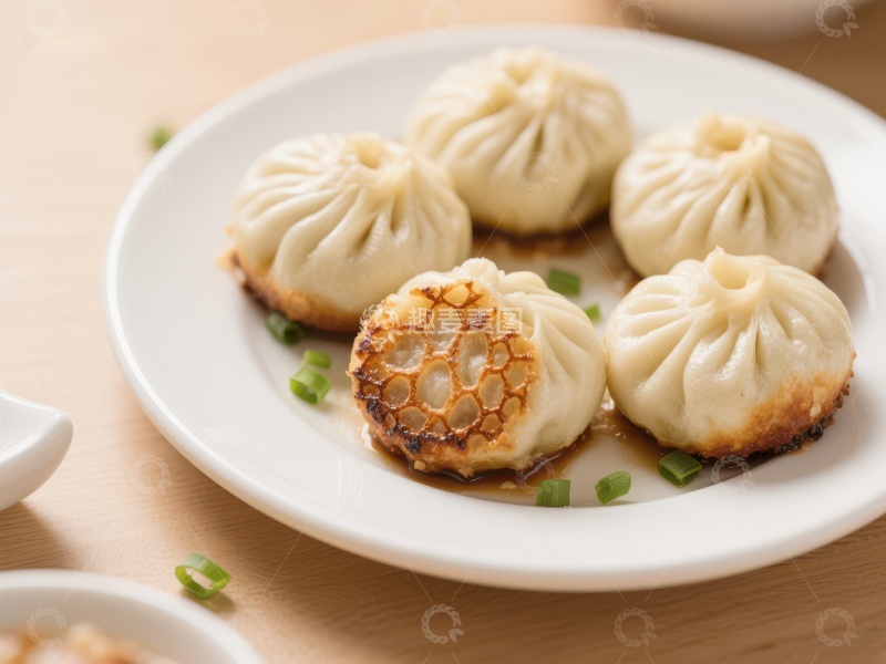 高清大图下载【趣麦麦图】金黄煎饺，外酥内嫩