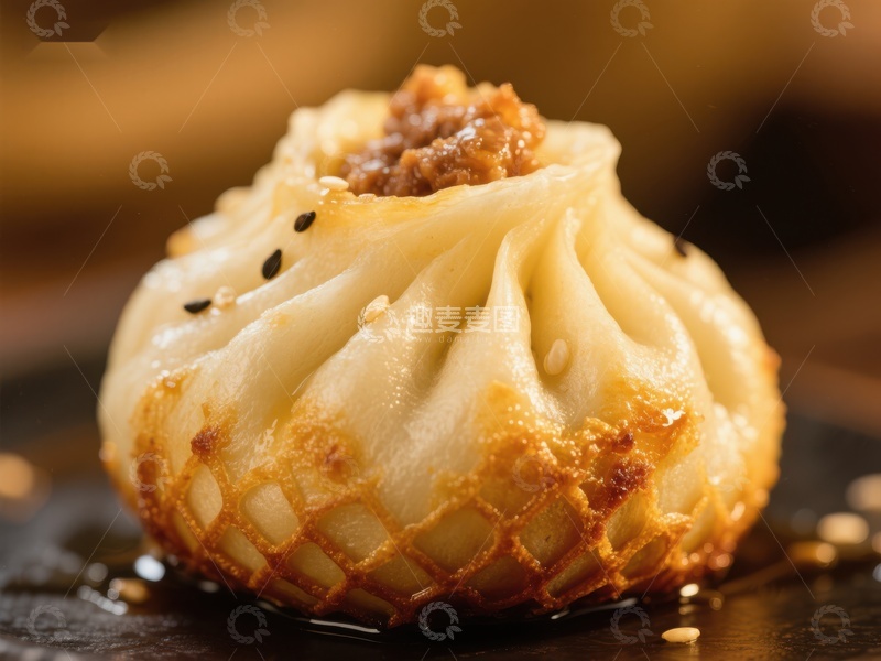 高清大图下载【趣麦麦图】金黄酥底小笼包