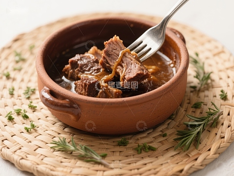 陶碗中的美味炖牛肉