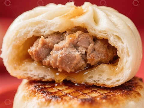 美味肉馅包子特写
