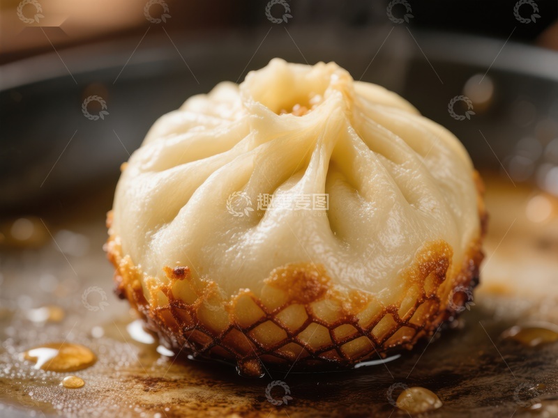 高清大图下载【趣麦麦图】金底煎制的小笼包