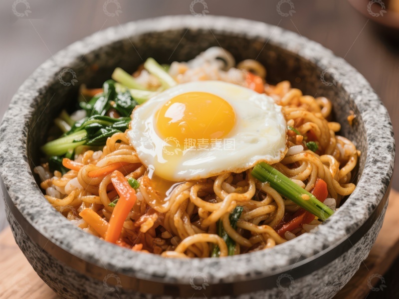高清大图下载【趣麦麦图】石锅拌面配煎蛋