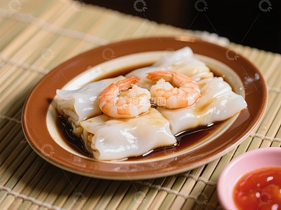 鲜虾肠粉，淋上酱油的美味