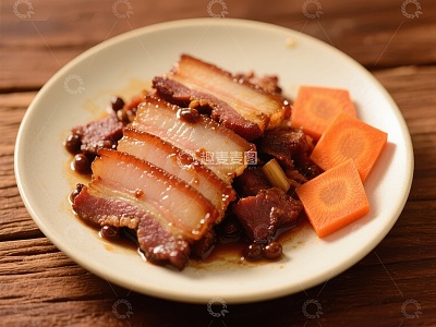 美味酱肉配胡萝卜