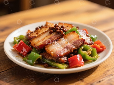 香辣炒肉片配彩椒