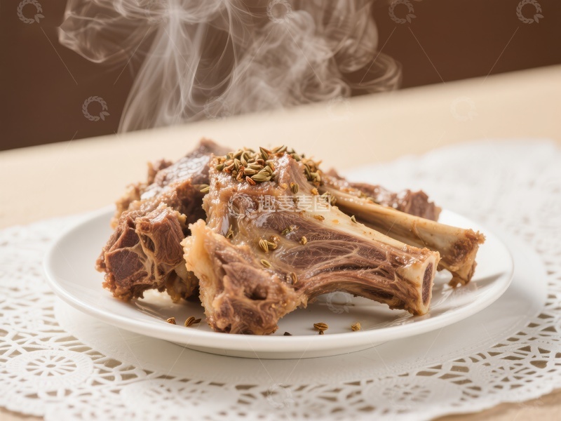 高清大图下载【趣麦麦图】热气腾腾的香料烤羊排