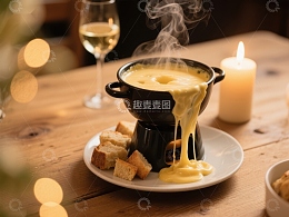 热气腾腾的奶酪火锅配面包