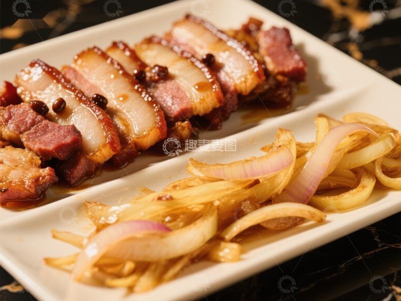 高清大图下载【趣麦麦图】蜜汁叉烧配炒洋葱